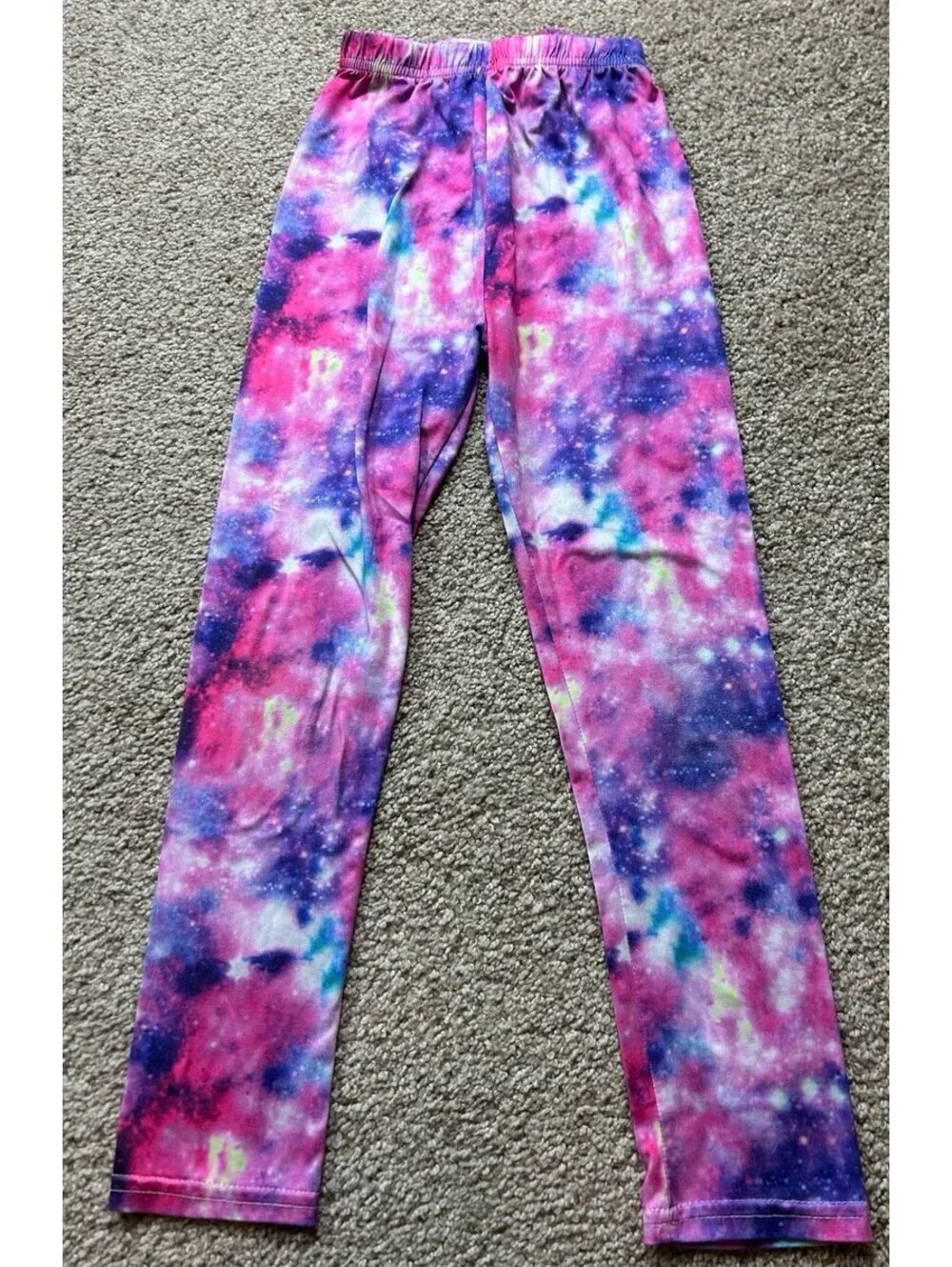 Girls Tie Dye Leggings Purple Pink Blue Stretch Active Pants Sz Youth